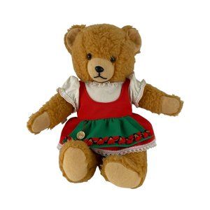Hermann Teddy Original West Germany Vintage 14" Plush Girl Bear Heidi Dress